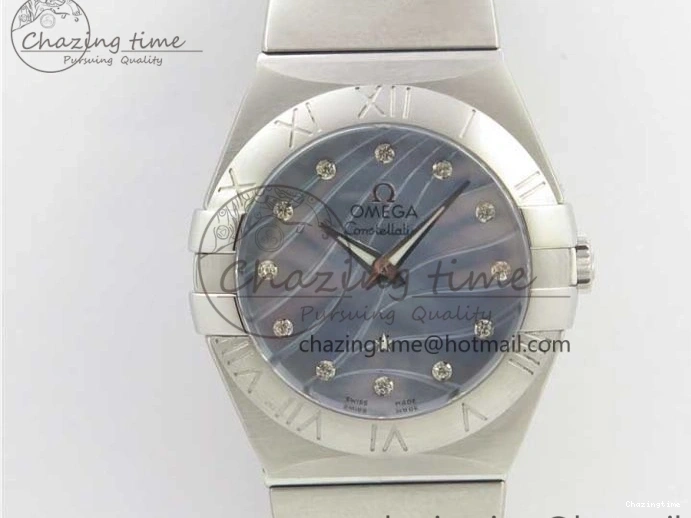 0402 Constellation Ladies 27mm ZF 1:1 Best Edition SS Blue MOP Dial on SS Bracelet ETA Quartz Youthful 7942